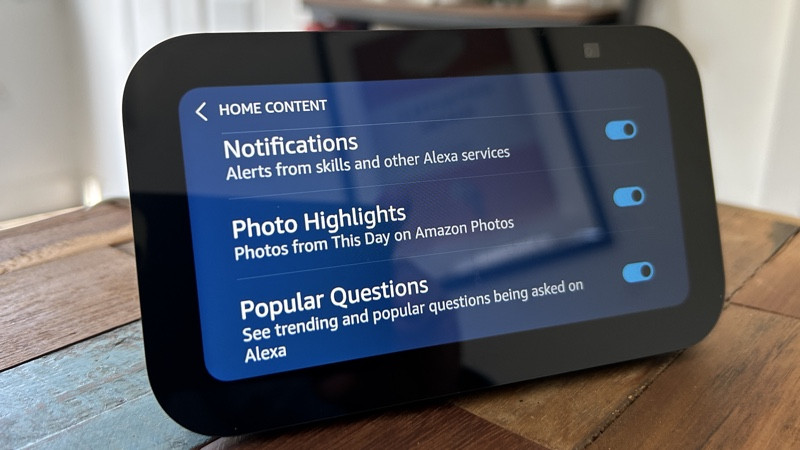Amazon Echo Show 5 homescreen toggle