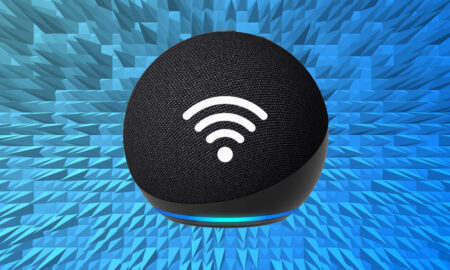 Amazon Echo Dot with Wi-Fi symbol
