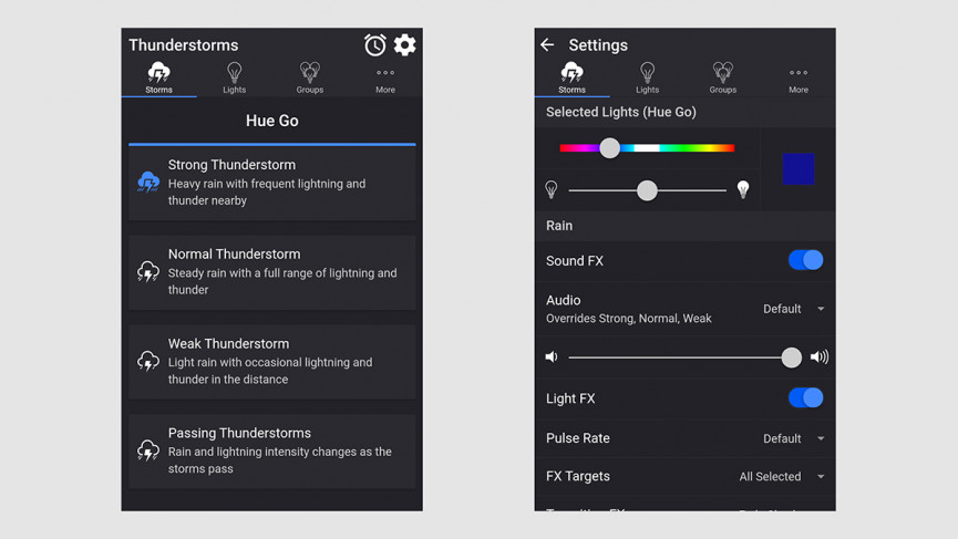 thunderstorm app for Hue