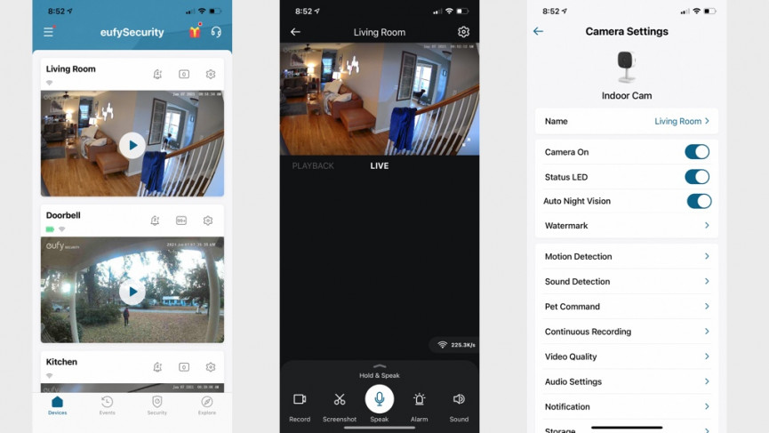 Eufy Security 2K Indoor Cam app
