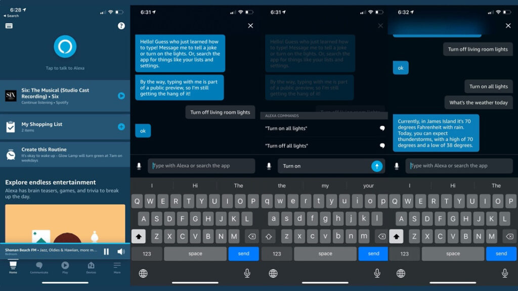Type with Alexa keyboard in app