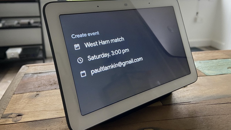 Google Home calendar entry on smart speaker