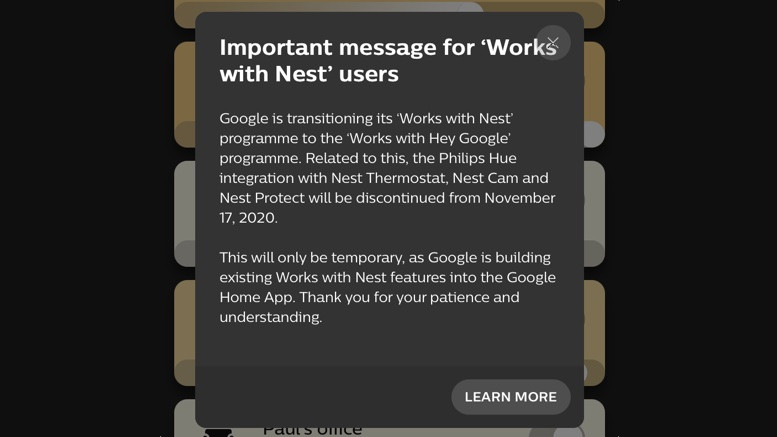 hue works with nest killed