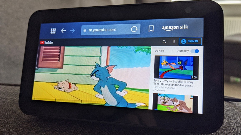 YouTube on an Echo Show 8