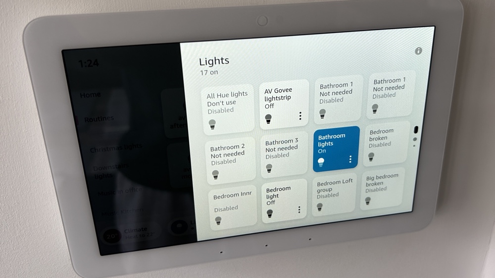 Amazon Echo Hub light controls