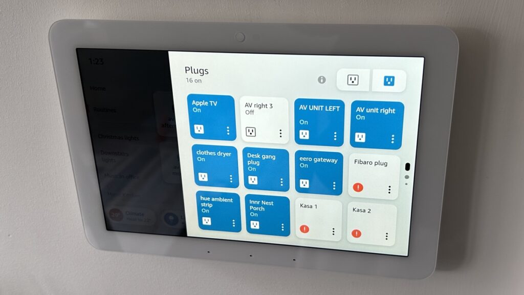 Amazon Echo Hub smart plug control tiles