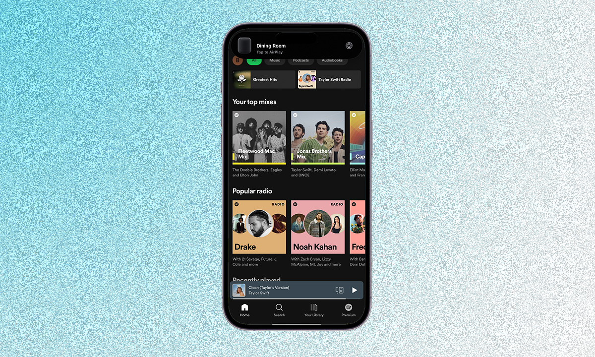 Spotify AirPlay HomePod pop up screenshot