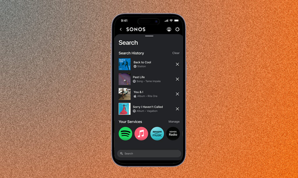 Search on redesigned Sonos app