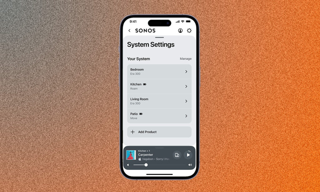 System settings on redesigned Sonos app
